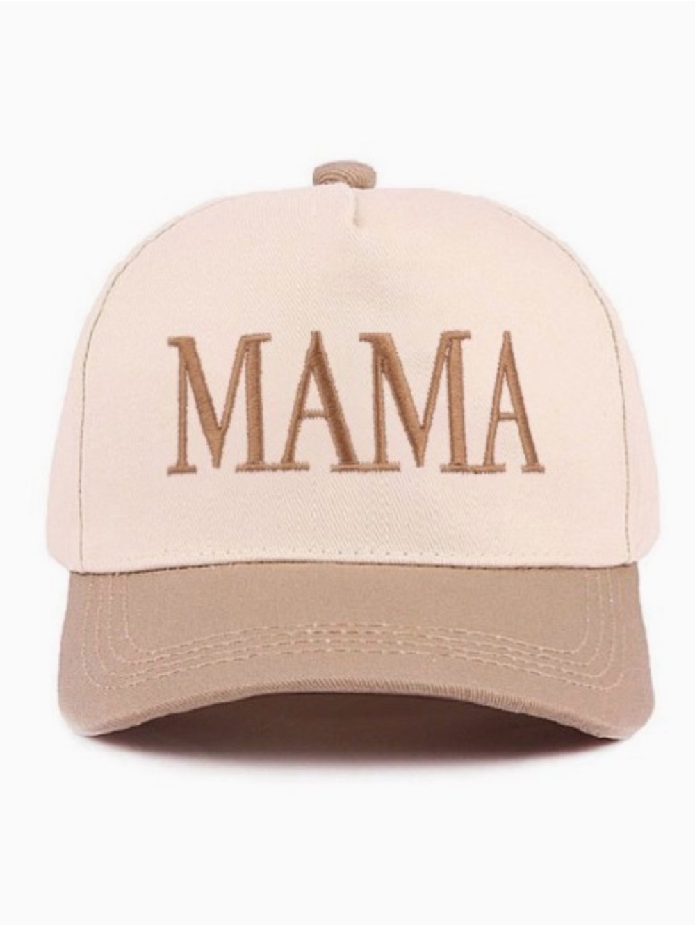 MAMA Embroidered Baseball Cap - Cream and Tan